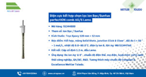 Thông số Điện cực kết hợp chọn lọc ion Bạc/Sunfua perfectION comb AG/S Lemo